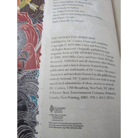 The Unwritten Volume 2 Inside Man 2010 First Printing Mike Carey Peter Gross - Picture 11 of 12